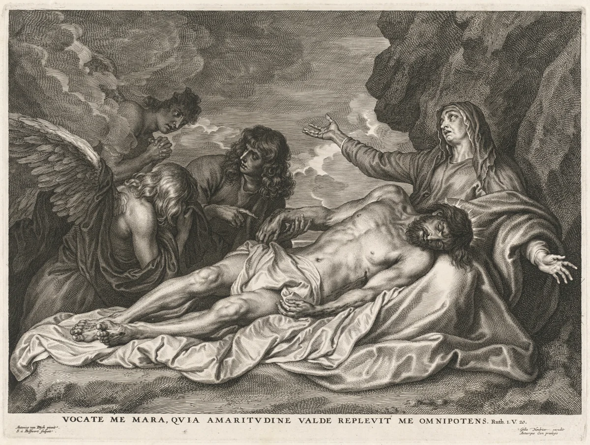 Virgin Supporting the Dead Christ by Anthony van Dyck, print, 1586-1659