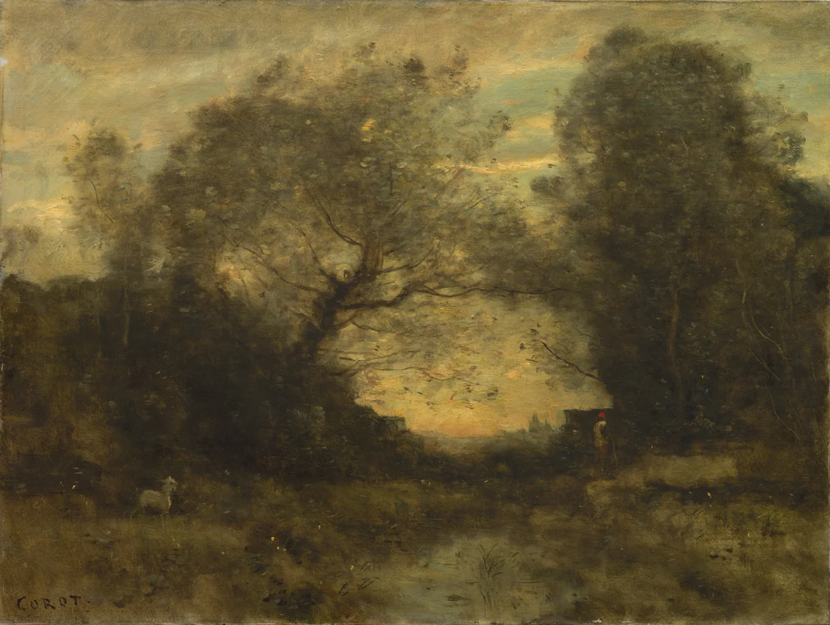 The Pond at the Entrance of the Woods by Jean-Baptiste-Camille Corot, painting, 1860-1875