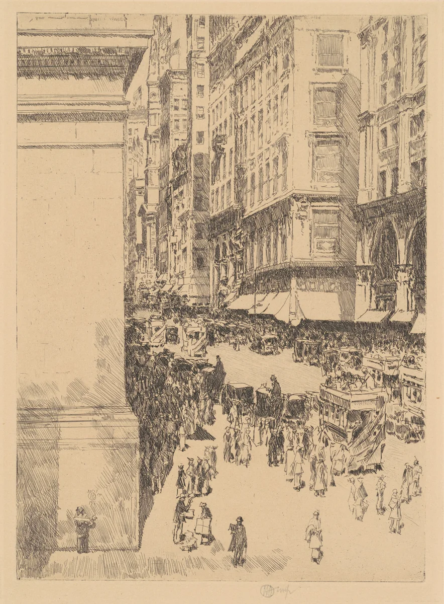 Fifth Avenue, Noon by Childe Hassam, print, 1916