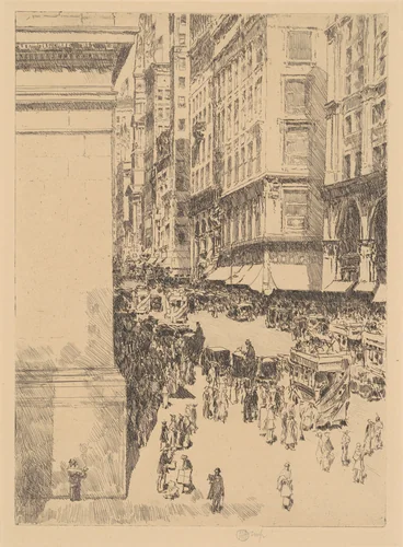 Fifth Avenue, Noon by Childe Hassam, print, 1916
