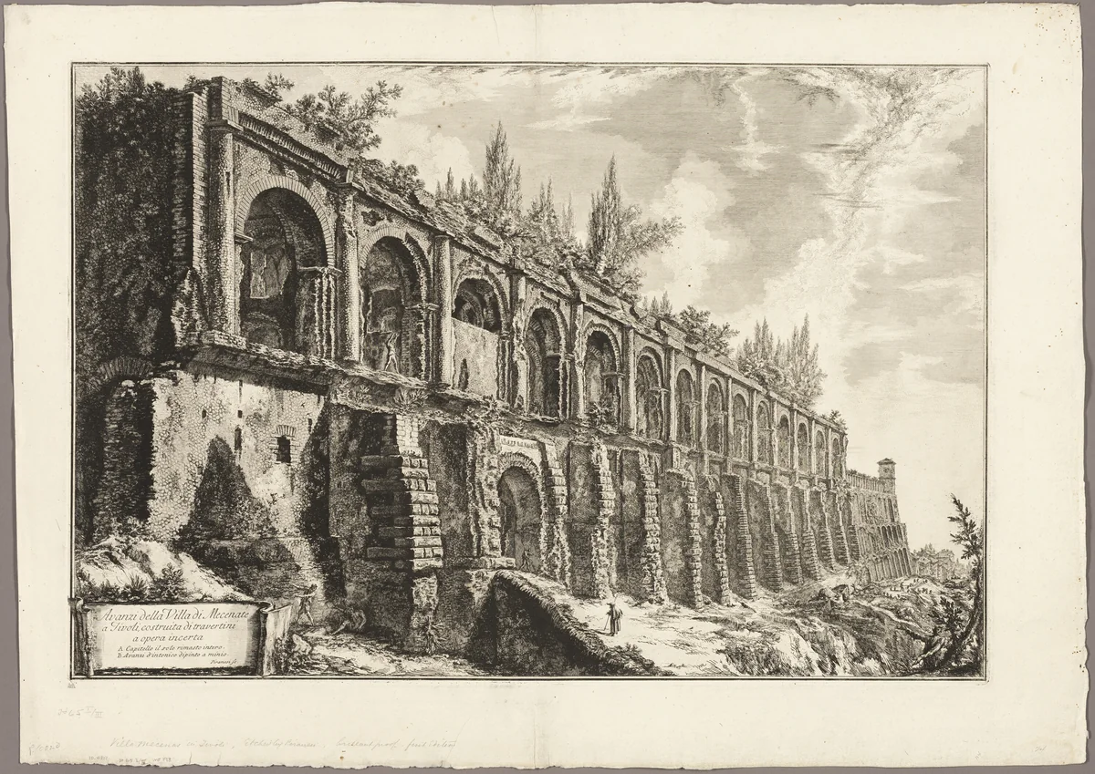 Remains of the Villa of Maecenas at Tivoli, from Views of Rome by Giovanni Battista Piranesi, print, 1763