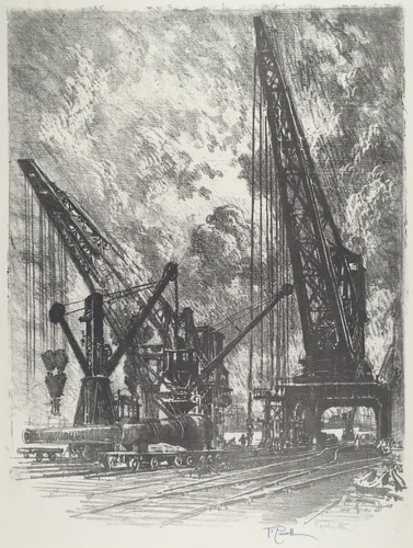 Taking the Big Gun Away by Joseph Pennell, print, 1916