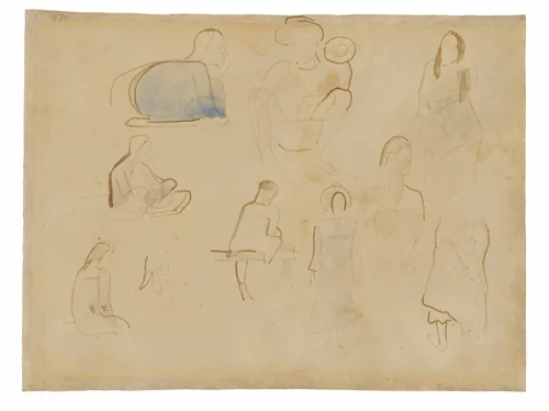 Ten Studies of Tahitian Figures by Paul Gauguin, drawing, 1891-1893