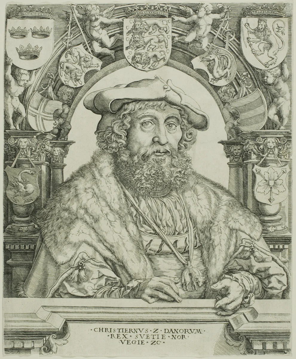 King Christian II of Denmark by Jacob Binck, print, 1524-1535