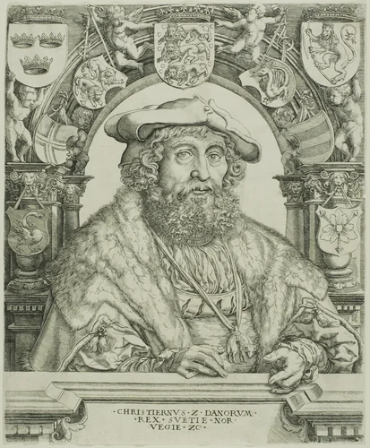 King Christian II of Denmark by Jacob Binck, print, 1524-1535