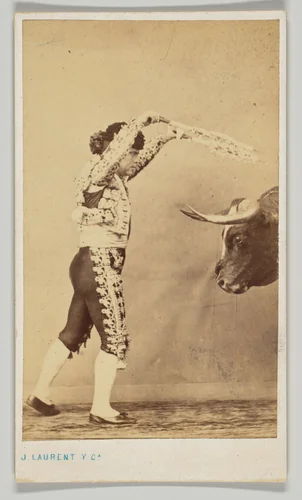 [Matador with Bull] by Juan Laurent, photograph, 1860-1869