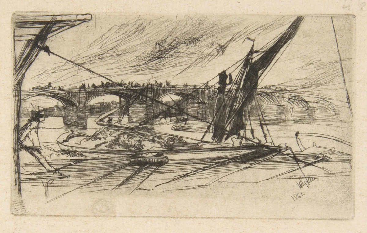 Vauxhall Bridge by James McNeill Whistler, print, 1861