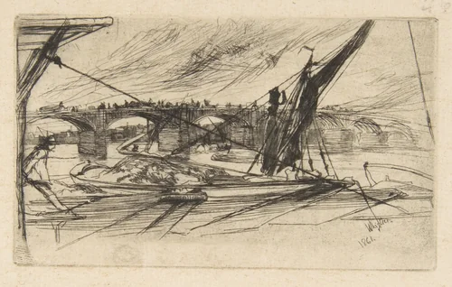 Vauxhall Bridge by James McNeill Whistler, print, 1861