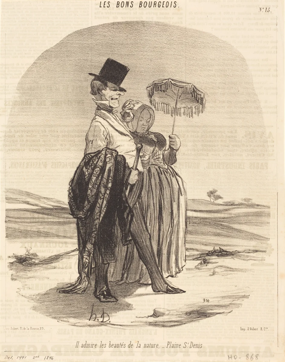 Il admire les beautés de la nature - Plaine St. Denis by Honoré Daumier, print, 1846