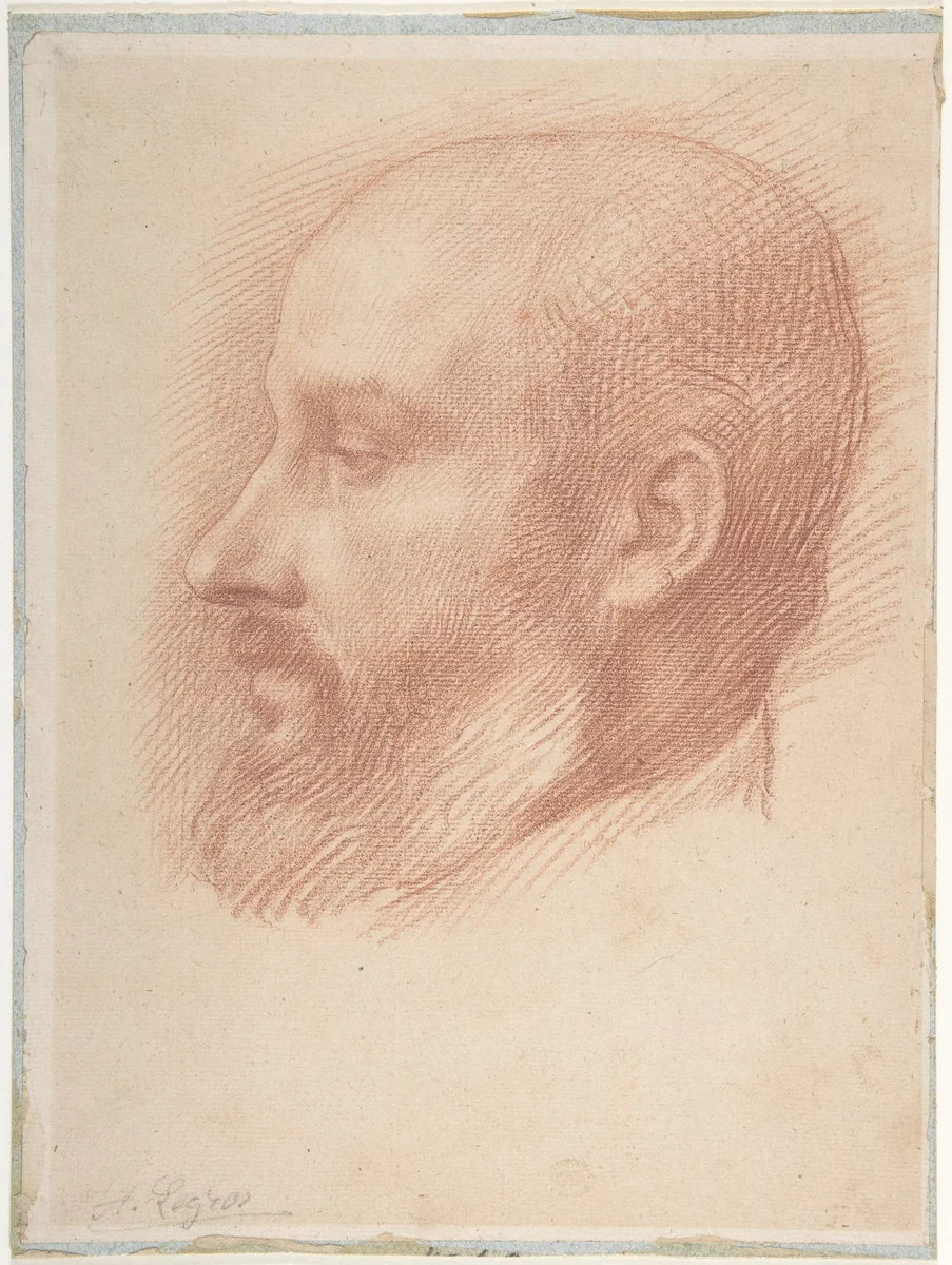Study of a Head of a Man by Alphonse Legros, drawing, 1837-1911