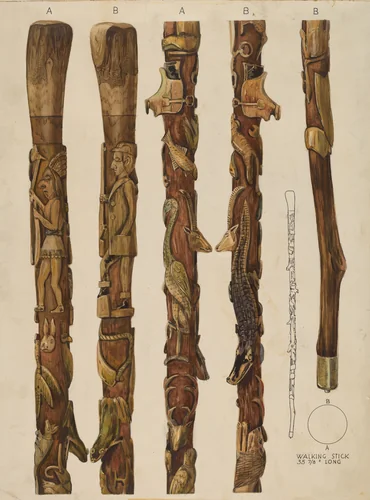Walking Sticks by Kurt Melzer, index of american design, 1935-1942