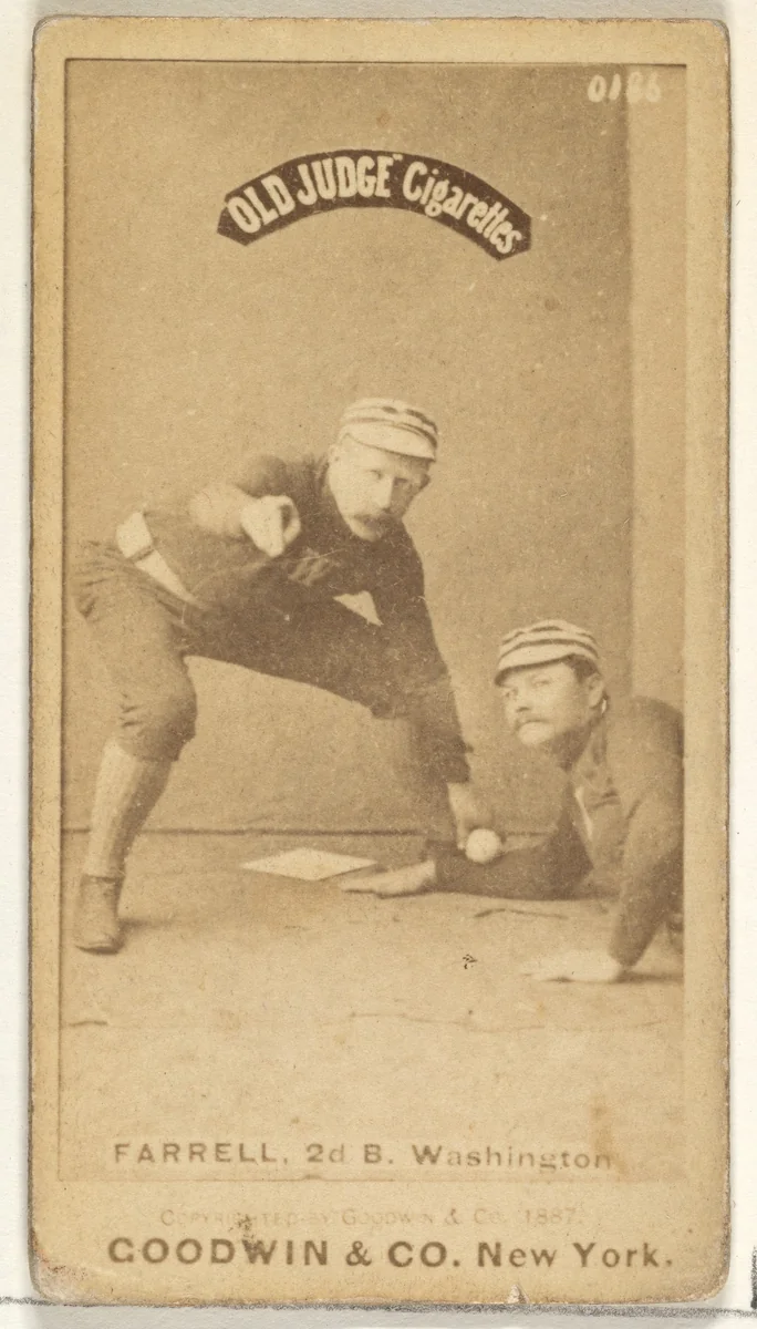 John A. "Jack" Farrell, 2nd Base, Washington Nationals, from the Old Judge series (N172) for Old Judge Cigarettes by Goodwin & Company, photograph, 1887