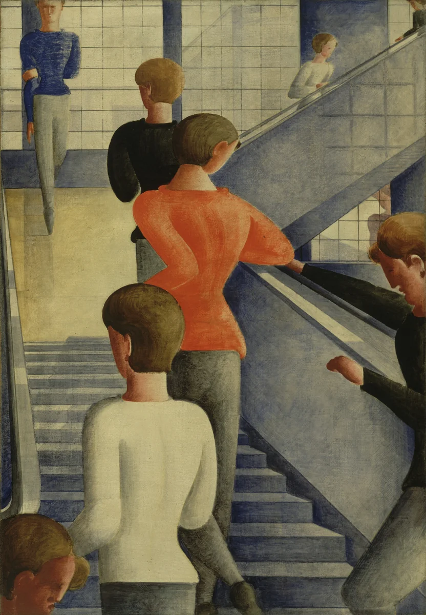 Bauhaus Stairway by Oskar Schlemmer, painting, 1932