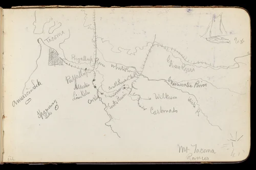 Map of Region Northwest of Mount Tacoma (from Sketchbook) by Albert Bierstadt, artwork, 1890