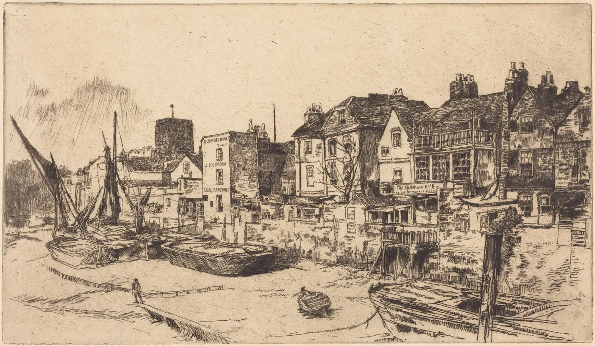 The 'Adam and Eve', Old Chelsea by James McNeill Whistler, print, 1878