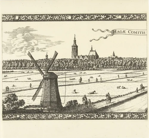 Panoramisch gezicht op Den Haag by Cornelis Elandts, print, 1663-1670