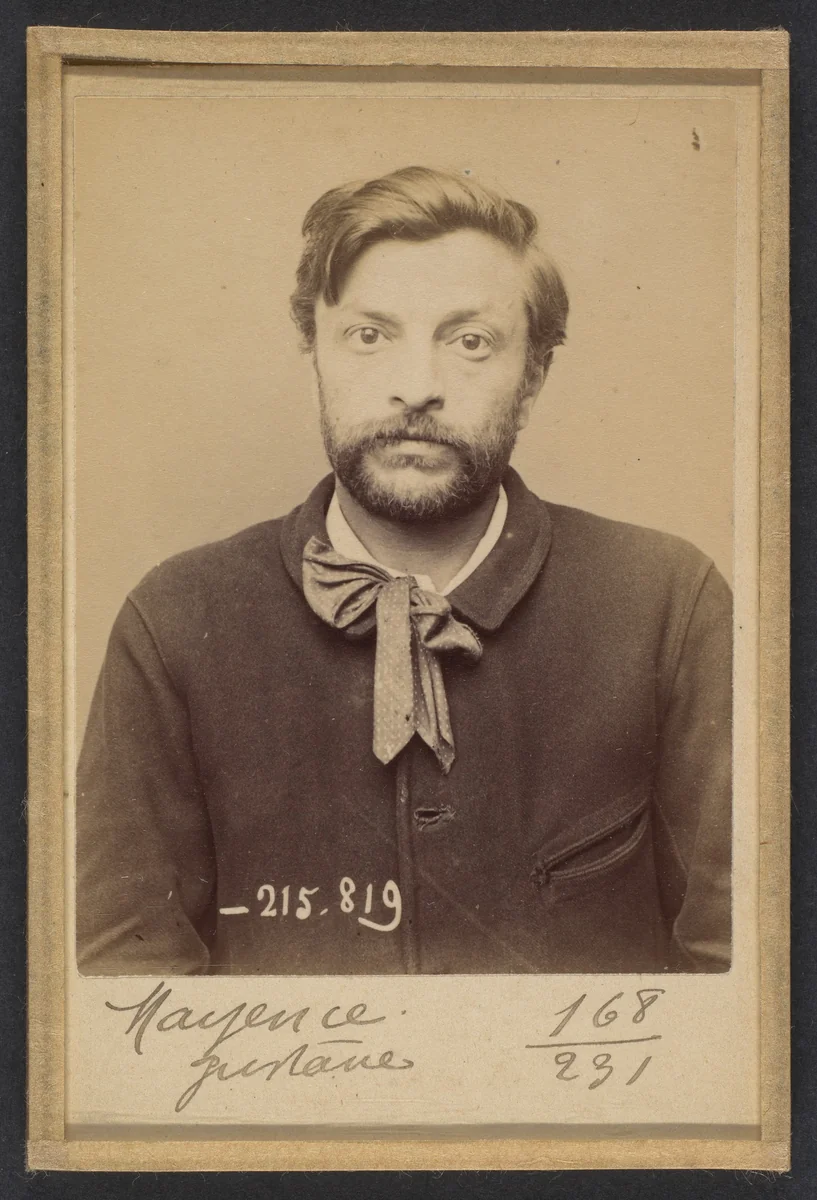 Mayence. Gustave, David. 33 ans, né le 29/5/60 à Paris XVllle. Tapissier. Anarchiste. 17/3/94. by Alphonse Bertillon, photograph, 1894