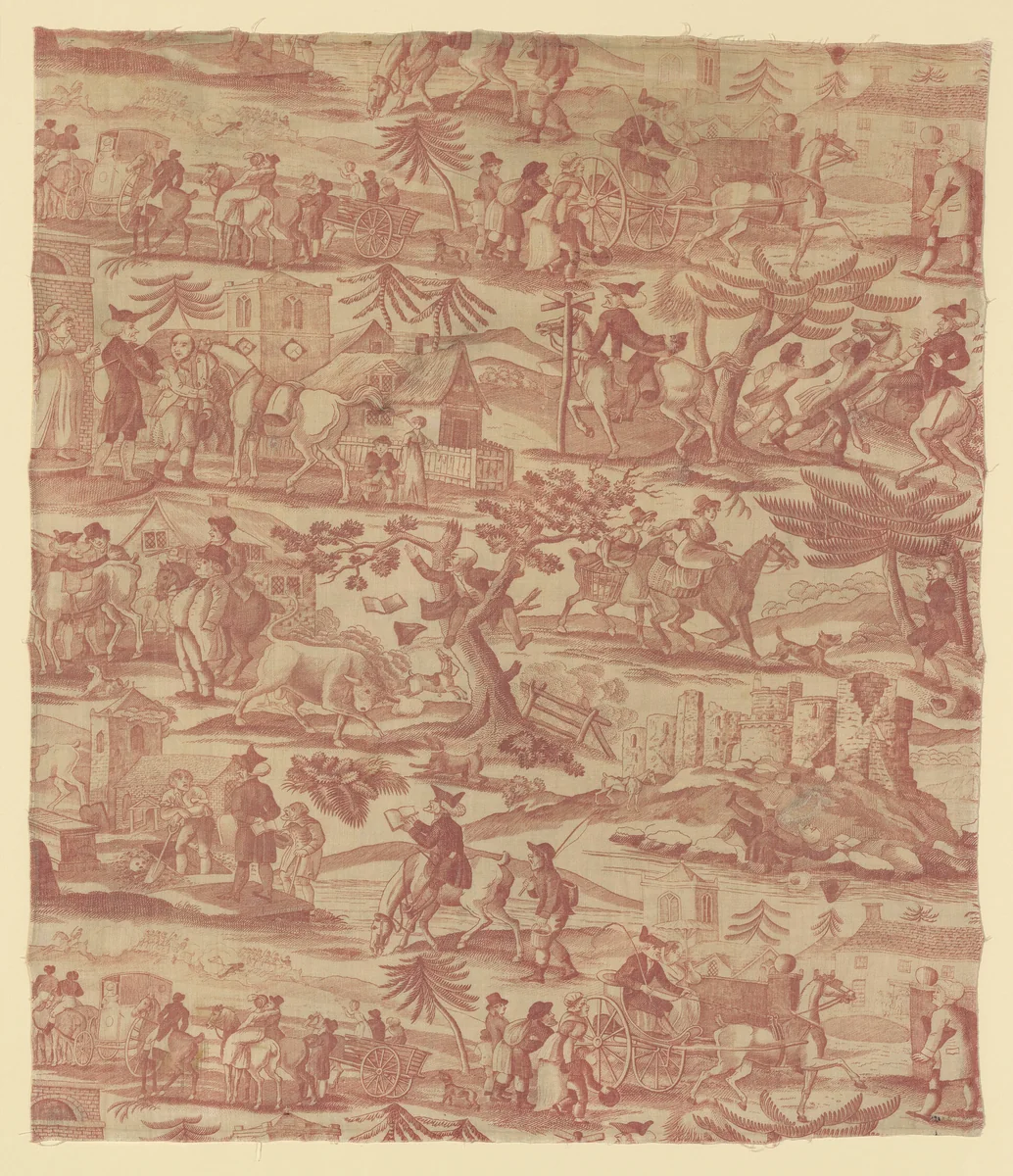 The Travels of Doctor Syntax (Furnishing Fabric) by Thomas Rowlandson, textile, 1812-1825