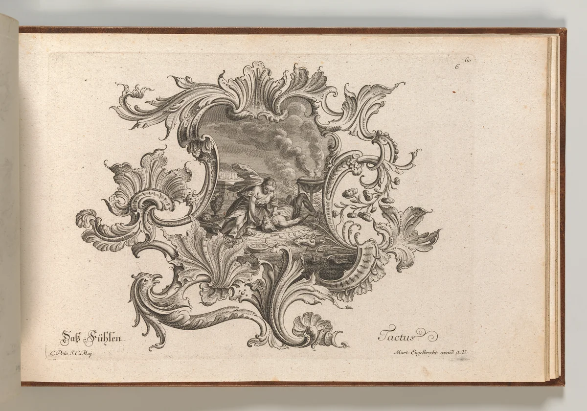Design for a Cartouche, Plate 6 from 'Neu Inventierte auf die artigste Facon Sehr nutzliche Schild.' by Johannes Rumpp, book, 1745-1755