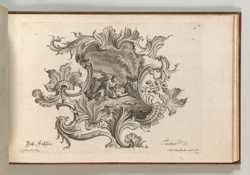 Design for a Cartouche, Plate 6 from 'Neu Inventierte auf die artigste Facon Sehr nutzliche Schild.' by Johannes Rumpp, book, 1745-1755