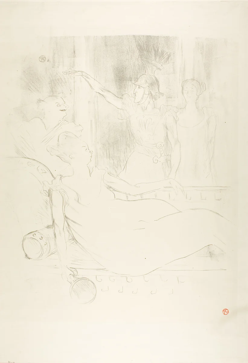 Madame Simon-Girard, Brasseur and Guy in La belle Hélène by Henri de Toulouse-Lautrec, print, 1900