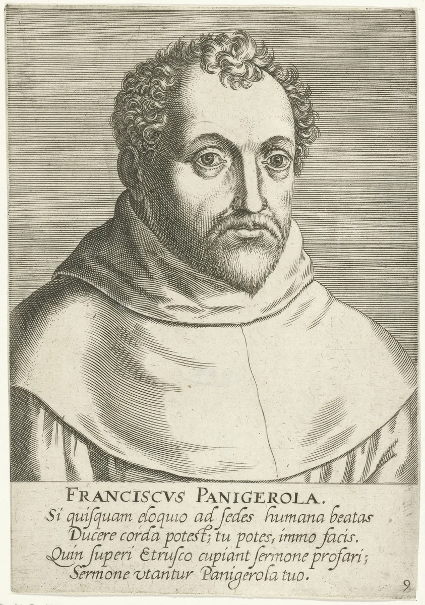 Portret van Francesco Panigarola by Philips Galle, print, 1587-1606