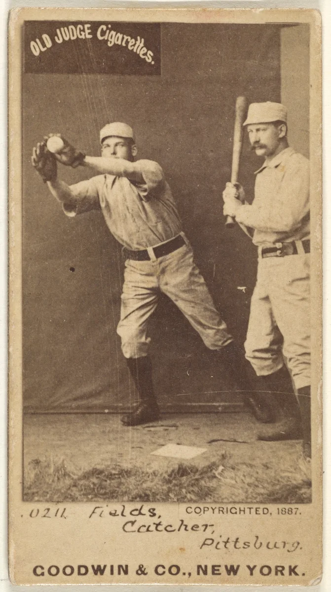 John Joseph "Jocko" Fields, Catcher, Pittsburgh, from the Old Judge series (N172) for Old Judge Cigarettes by Goodwin & Company, photograph, 1887