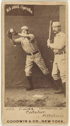John Joseph "Jocko" Fields, Catcher, Pittsburgh, from the Old Judge series (N172) for Old Judge Cigarettes by Goodwin & Company, photograph, 1887