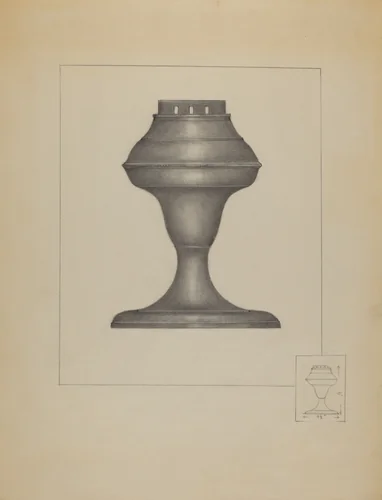 Pewter Lamp by Joseph Stonefield, index of american design, 1936