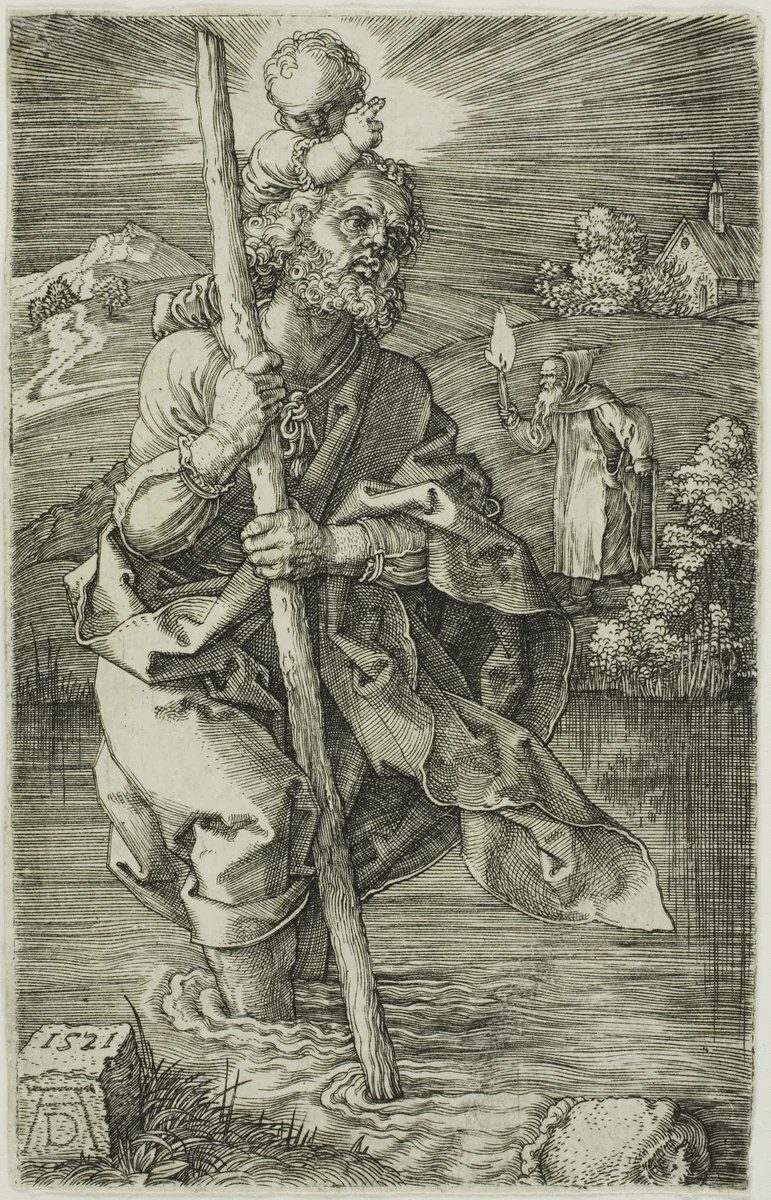 St. Christopher Facing to the Right by Albrecht Dürer, print, 1521