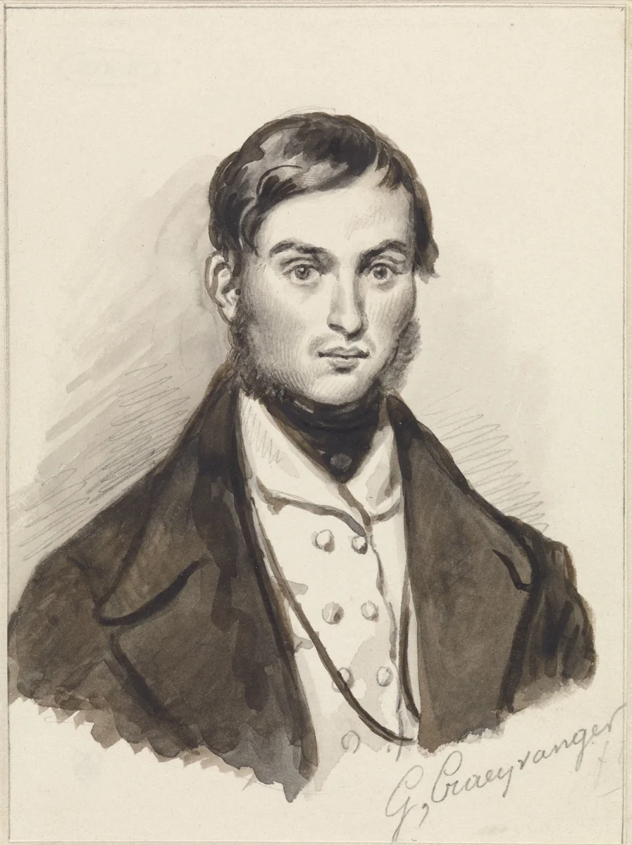 Zelfportret van Gijsbertus Craeyvanger by Gijsbertus Craeyvanger, drawing, 1820-1860