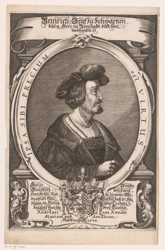 Portret van Heinrich XXIII, Graf von Schwarzburg-Rudolstadt by Peter Troschel, print, 1630-1670