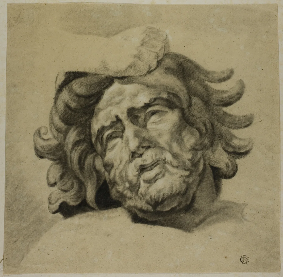 Hand of Centaur Grasping Head of Lapith (after One of Metopes from Parthenon, British Museum) by Unknown Artist, drawing, 1800-1899