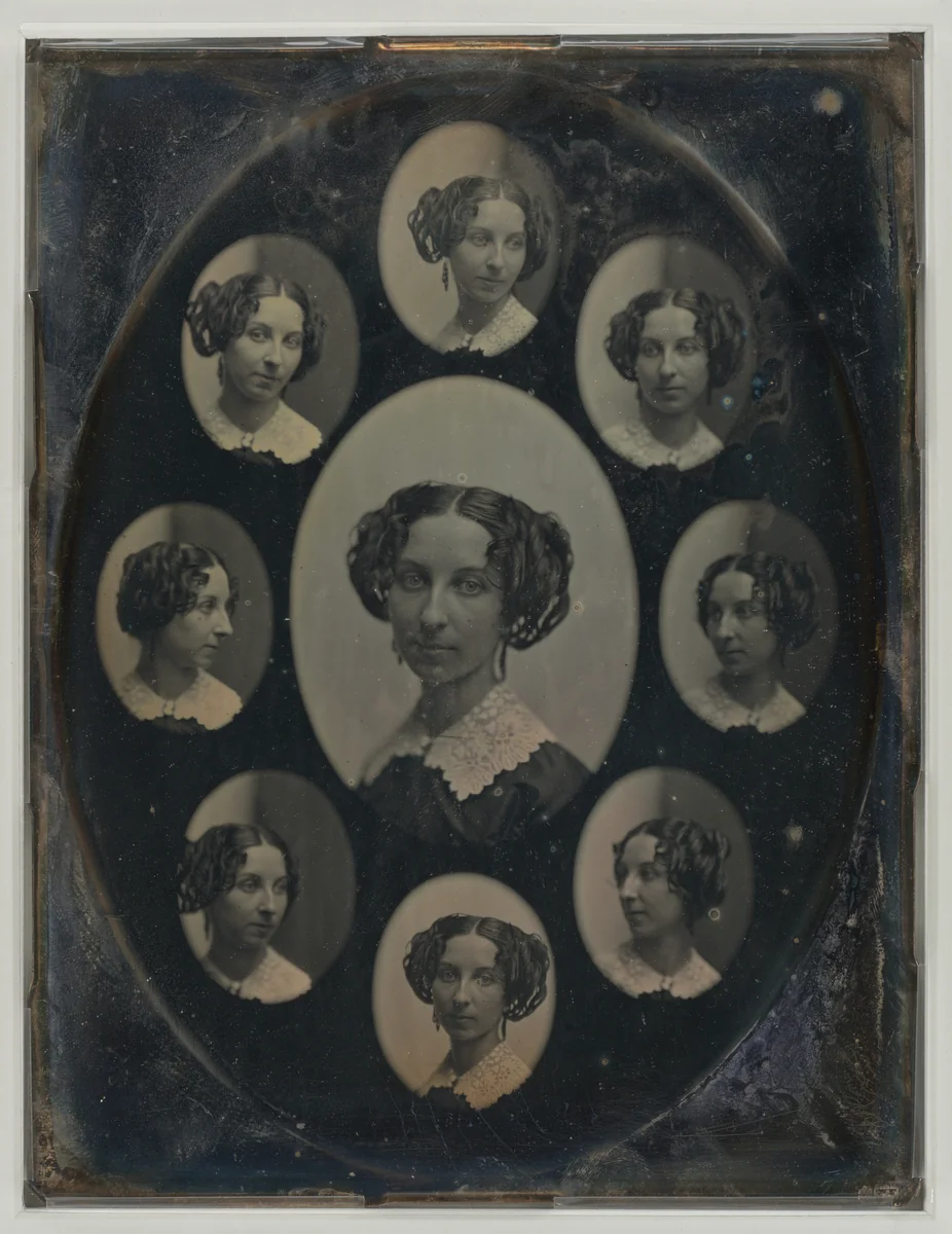 [Unidentified Woman in Nine Oval Views] by Southworth and Hawes, photograph, 1848-1852