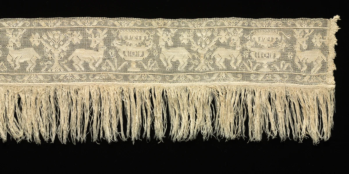 Border with Stags, Fountains, and Trees by Unknown, textile, 1500-1599