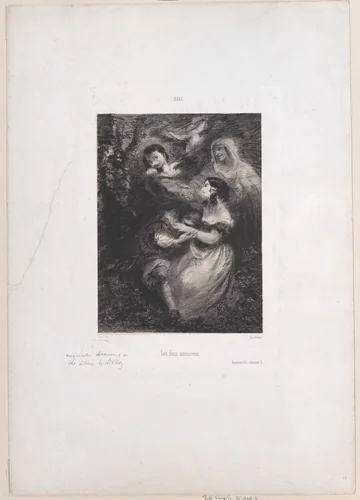 Les fous amoureux by Narcisse Virgile Diaz de la Peña, print, 1830-1876