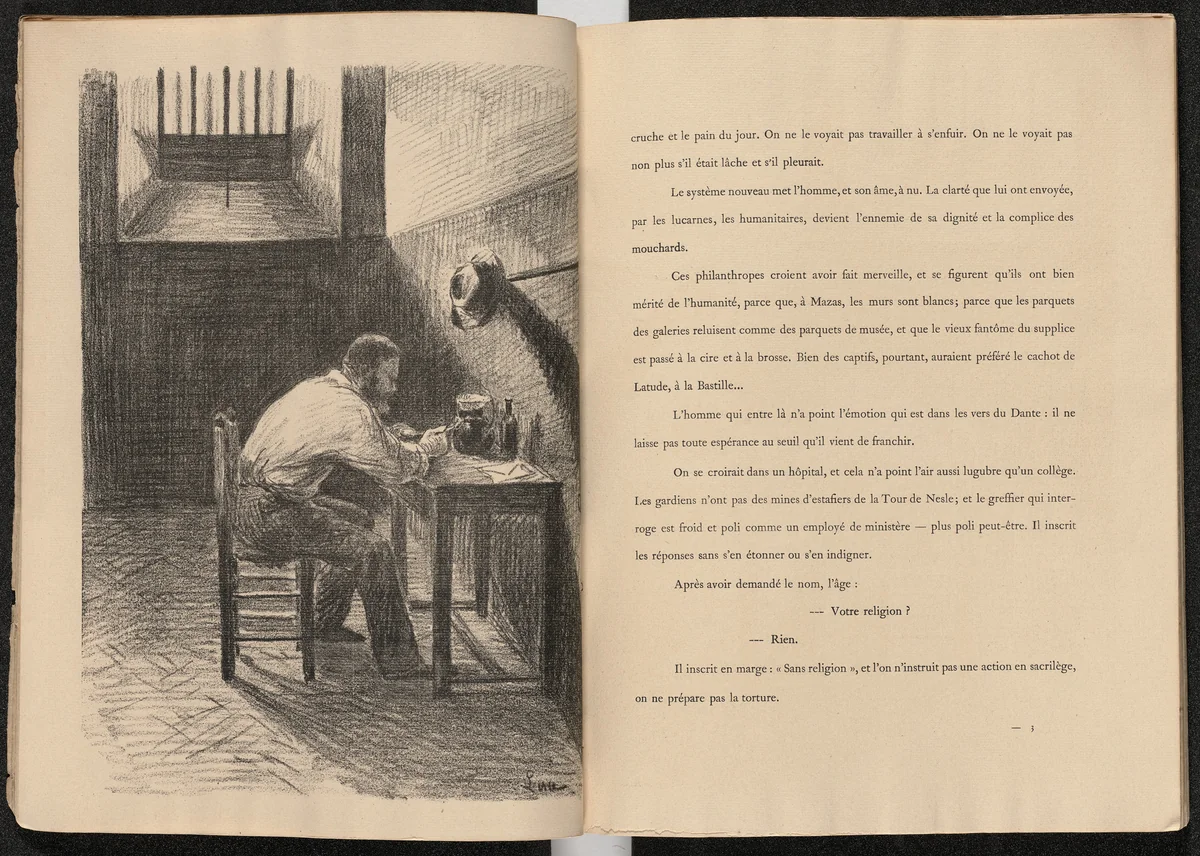 Plate (facing page 3) from Mazas by Maximilien Luce, illustrated book, 1894