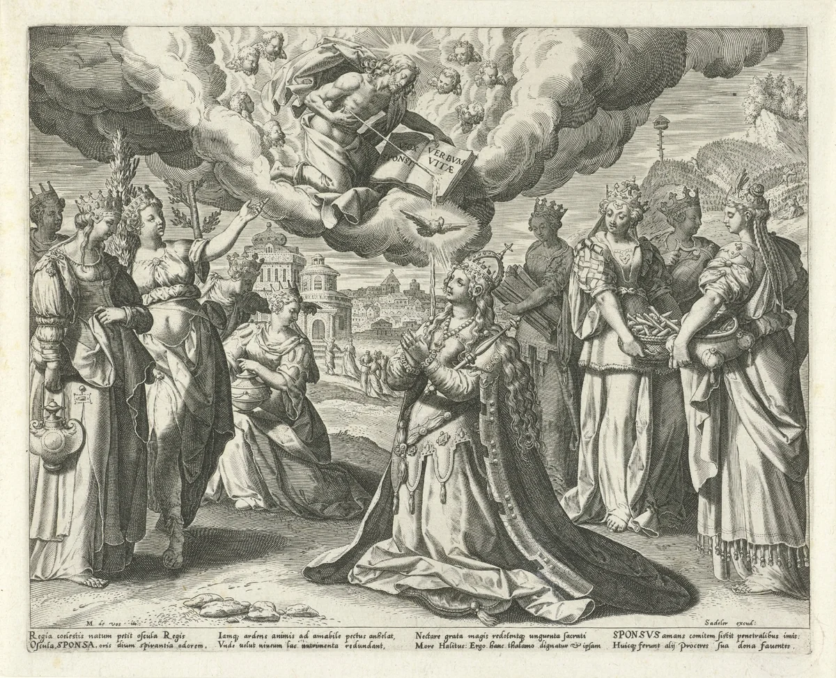 Christus geeft zijn bloed aan zijn bruid by Johann Sadeler, print, 1590