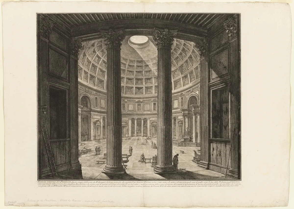 Interior view of the Pantheon, from Views of Rome by Giovanni Battista Piranesi, print, 1768