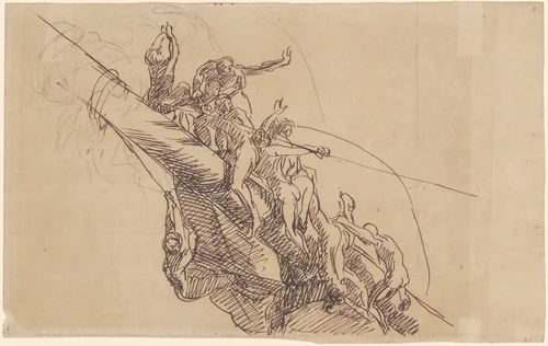 Study for "The Defeat of the Floating Batteries at Gibraltar" by John Singleton Copley, drawing, 1783-1786