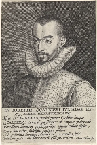 Portret van Josephus Scaliger by Crispijn van de Passe, print, 1574-1637