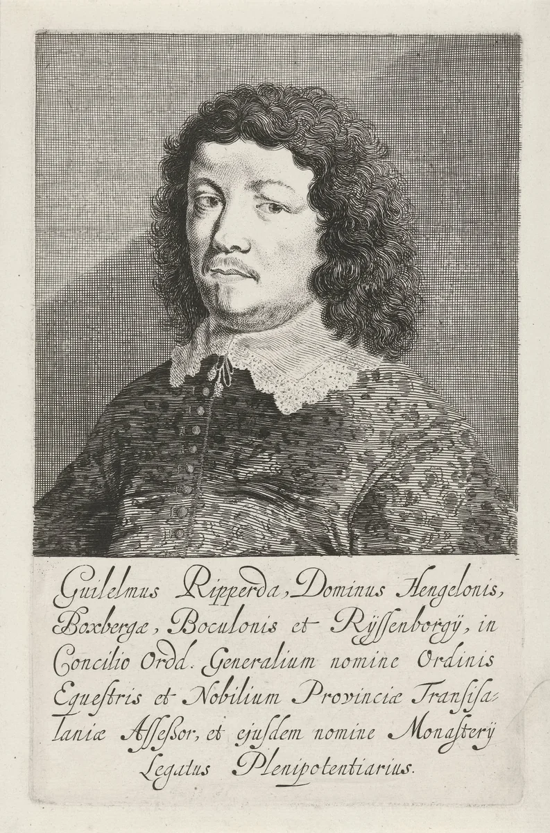 Portret van Willem van Ripperda by Pieter Nolpe, print, 1644