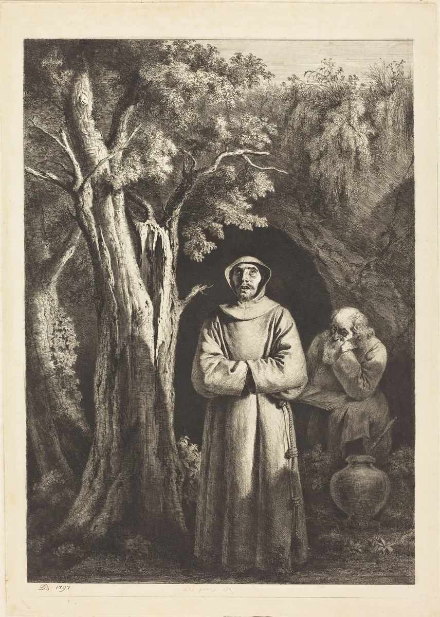 Desert Monks by Jean-Jacques de Boissieu; Francisco de Zurbarán, print, 1797