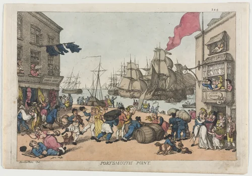 Portsmouth Point by Thomas Rowlandson, print, 1814