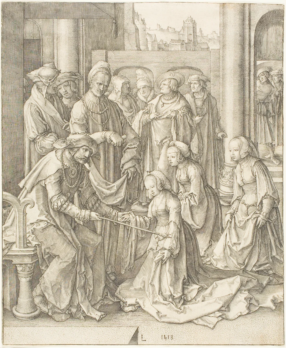 Esther Before Ahasuerus by Lucas van Leyden, print, 1518