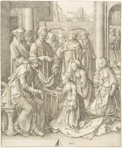 Esther Before Ahasuerus by Lucas van Leyden, print, 1518