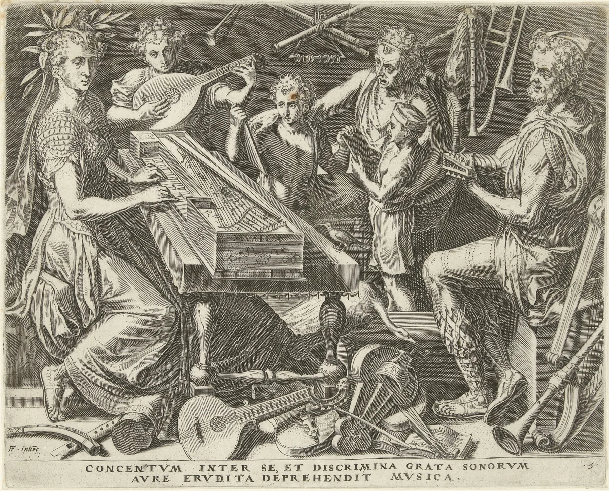 Musica (Muziek) by Cornelis Cort, print, 1565-1600