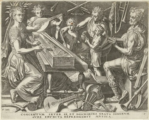 Musica (Muziek) by Cornelis Cort, print, 1565-1600