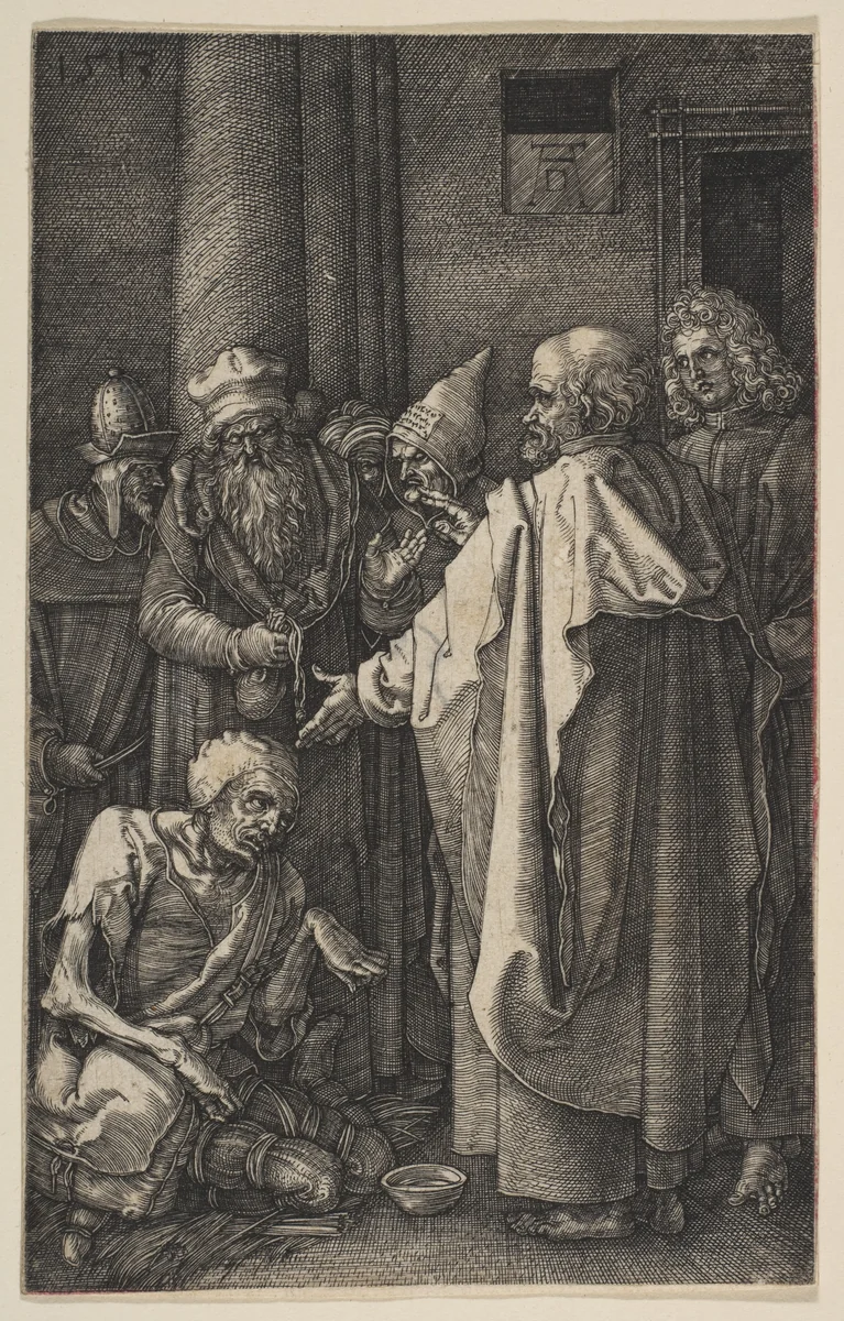 Saint Peter and Saint John at the Gate of the Temple, from "The Passion" by Albrecht Dürer, print, 1513