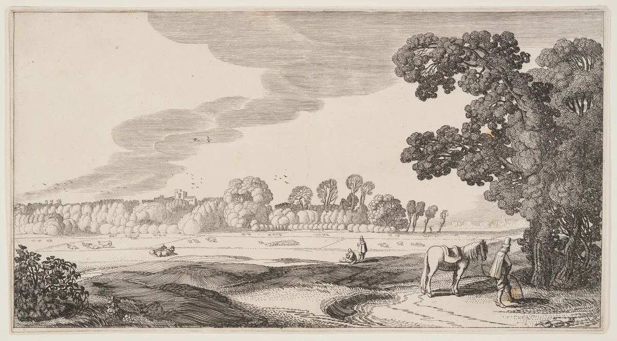 View of Pastures, from Landscapes (Playsante Lantschappen) by Claes Jansz. Visscher II, print, 1641